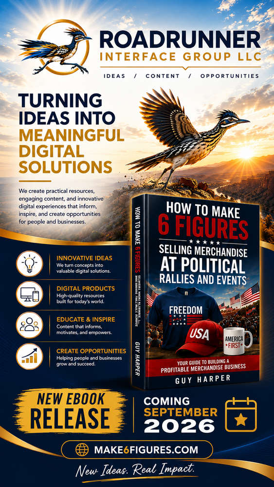 Roadrunner Interface Group branding and Make 6 Figures eBook promotional design Roadrunner Interface Group branding and Make 6 Figures eBook promotional design