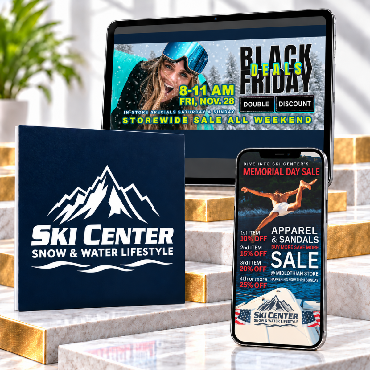 Retail Marketing Coordinated seasonal online and offline promotions for a specialty retail store with multiple locations.